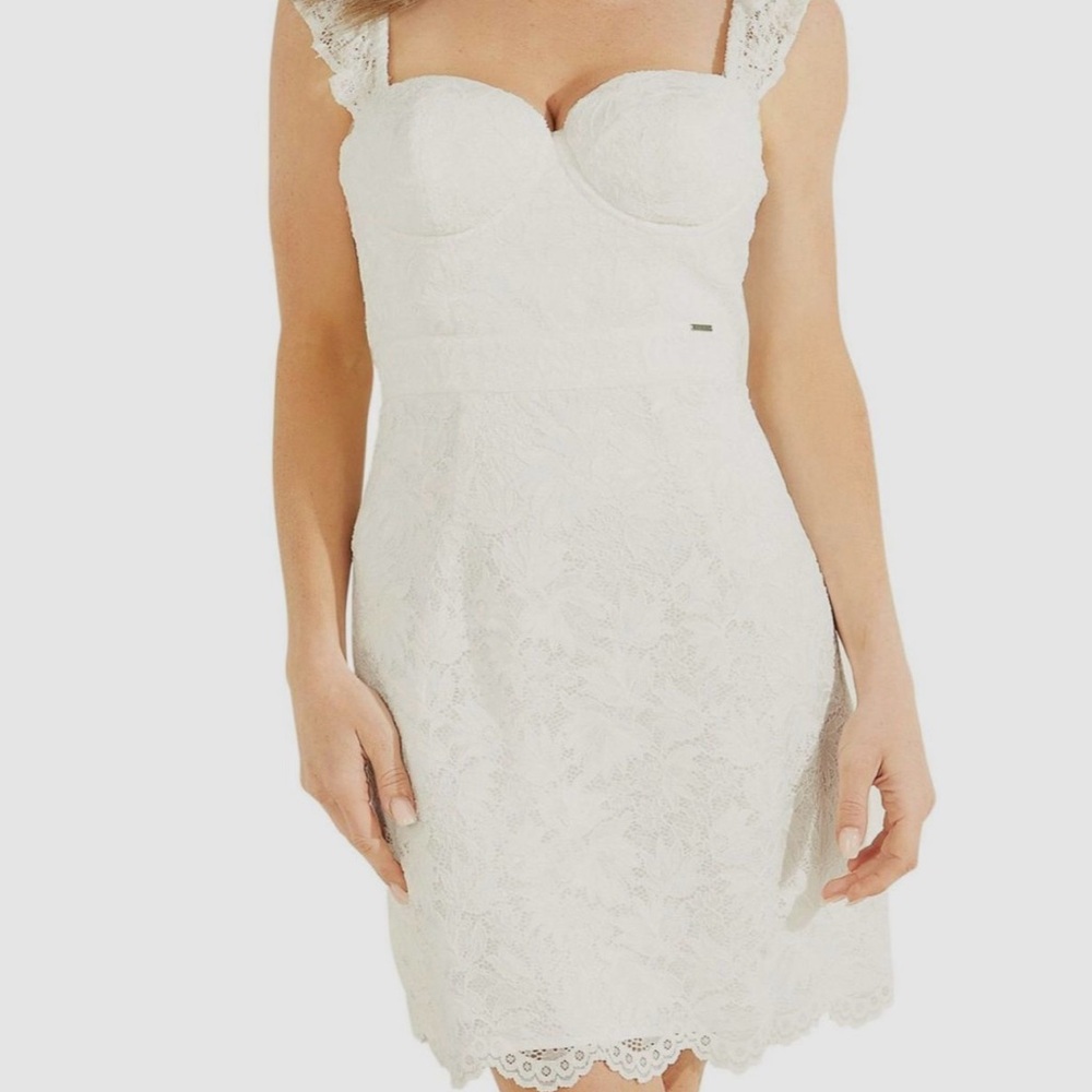 Guess Women's White Christel Lace Bodycon Mini Dress Size S MSRP $148